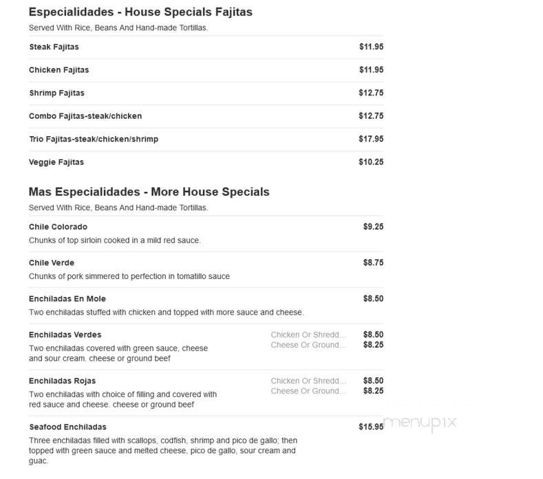 La Mexicana - Pullman, MI menu_pic