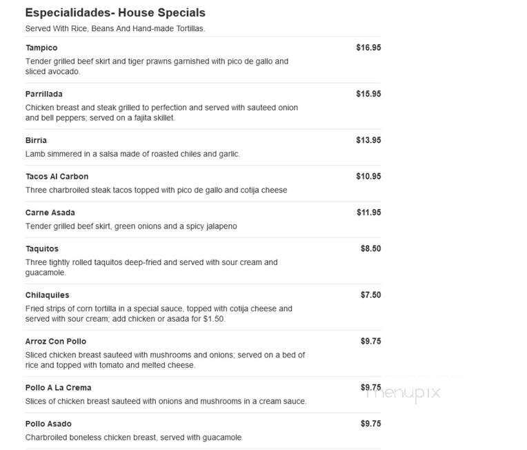 La Mexicana - Pullman, MI menu_pic