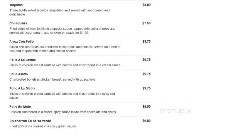 La Mexicana - Pullman, MI menu_pic