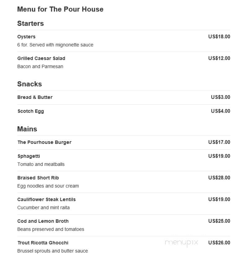 Pour House - West Babylon, NY menu_pic