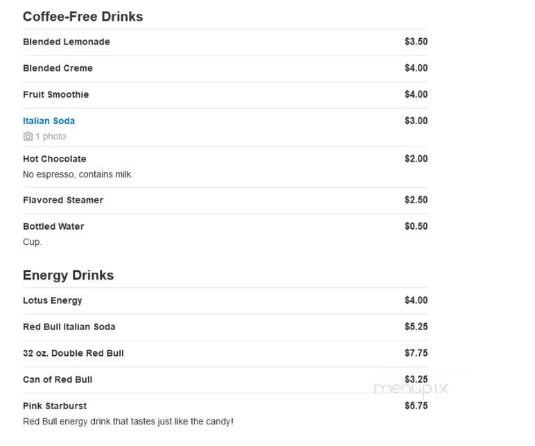 Bean Stalk Espresso Co. - Spokane, WA menu_pic