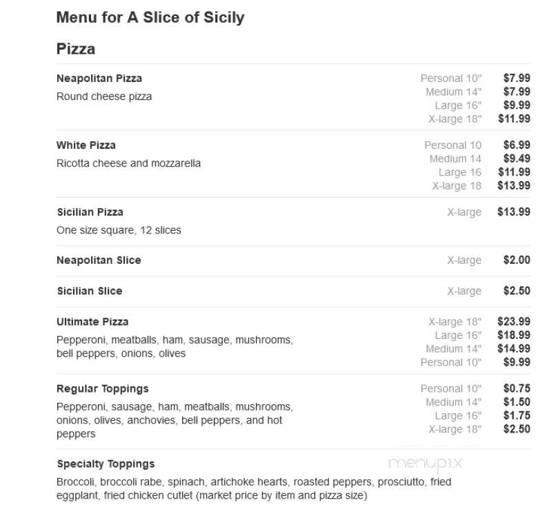 A Slice Of Sicily - Port Charlotte, FL menu_pic