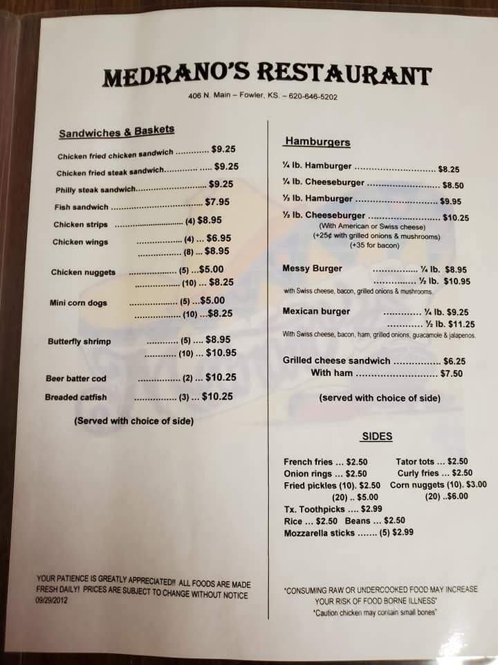 Madranos - Fowler, KS menu_pic