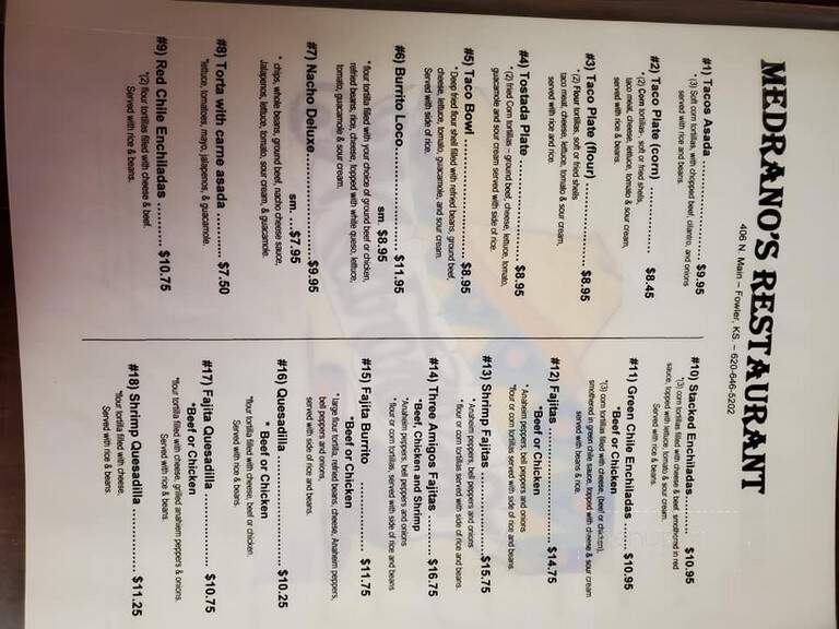 Madranos - Fowler, KS menu_pic
