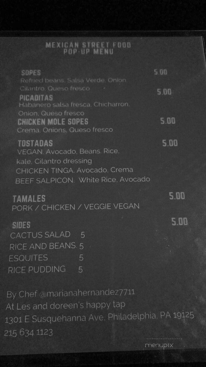 Les and Doreen's Happy Tap - Philadelphia, PA menu_pic