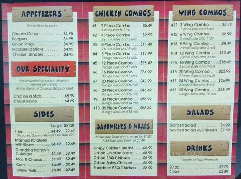 Mr. G's Chicken Shack - Wisconsin Dells, WI menu_pic
