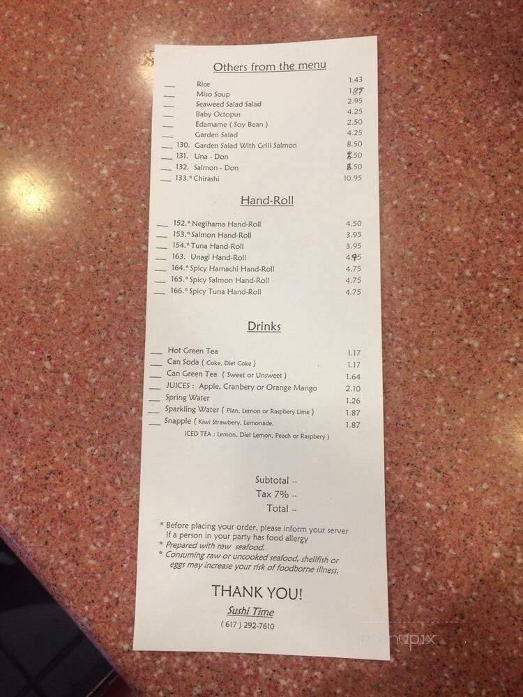 Sushi Time - Boston, MA menu_pic