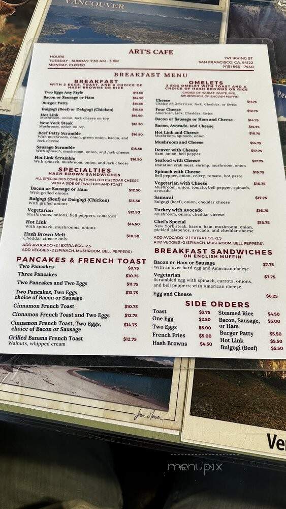 Art's Cafe - San Francisco, CA menu_pic