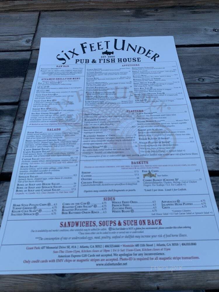 Six Feet Under - Westside - Atlanta, GA menu_pic