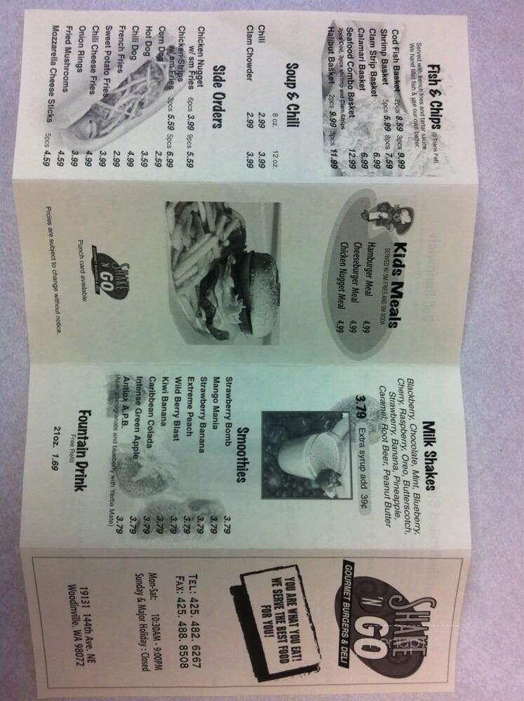 Shake 'N Go - Woodinville, WA menu_pic