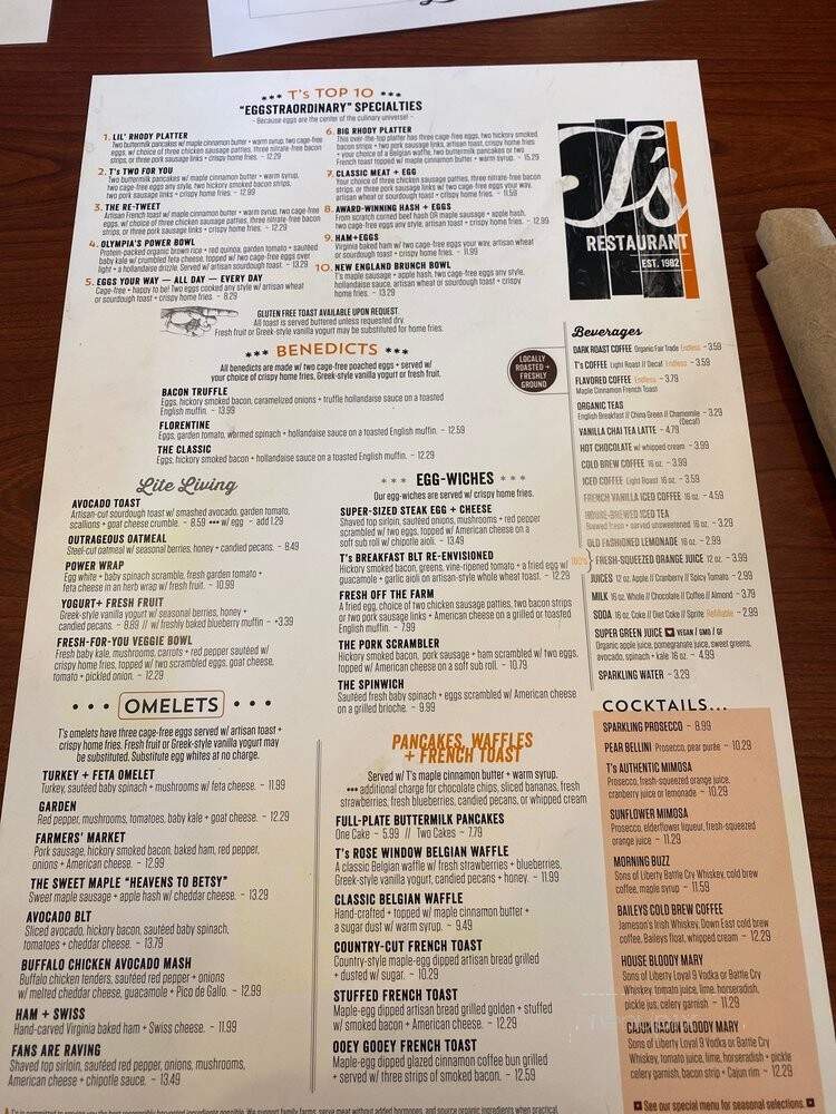 T's - East Greenwich, RI menu_pic