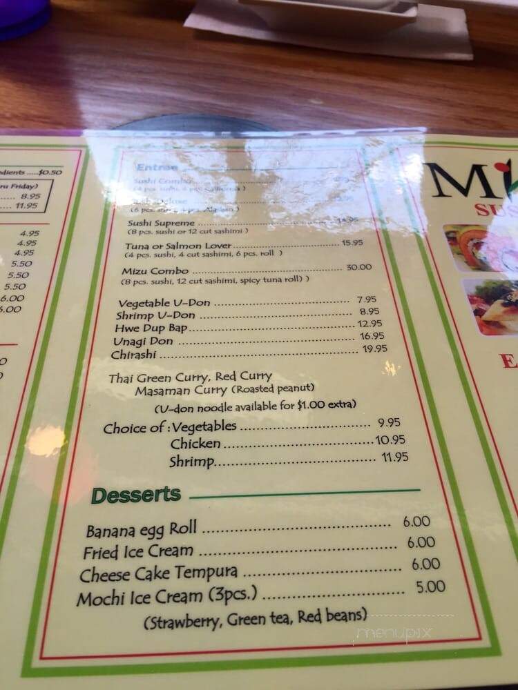 Mizu Sushi Bar - Philadelphia, PA menu_pic