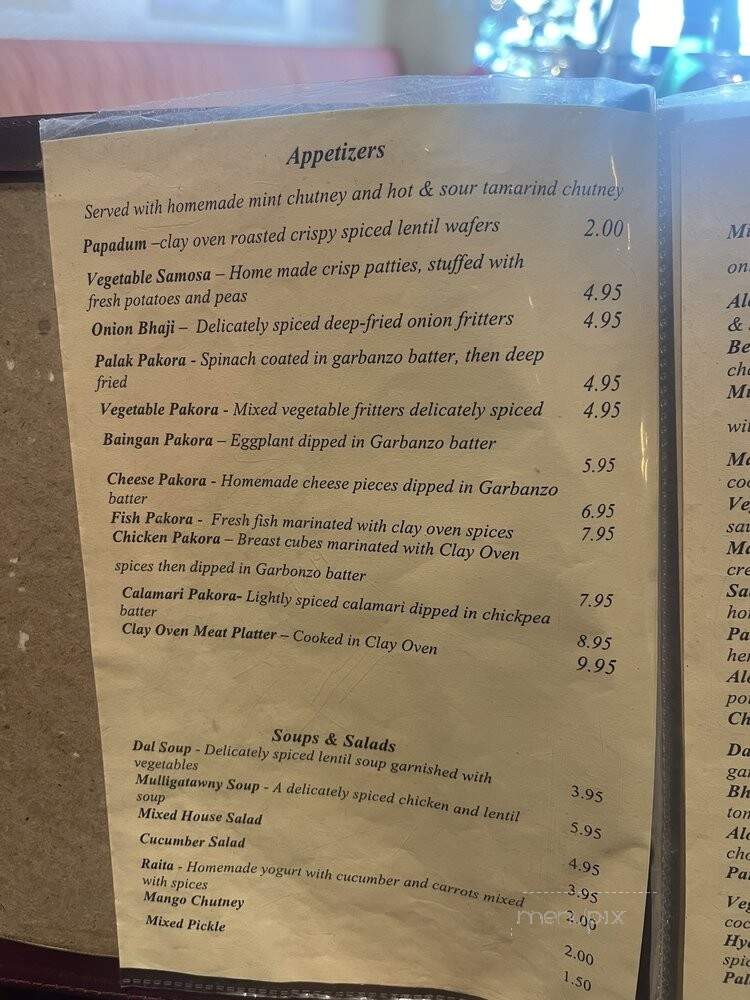 Clay Oven - San Francisco, CA menu_pic