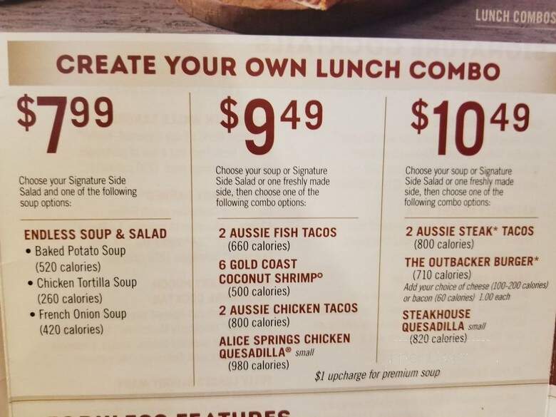 Out Back Steakhouse - San Antonio, TX menu_pic