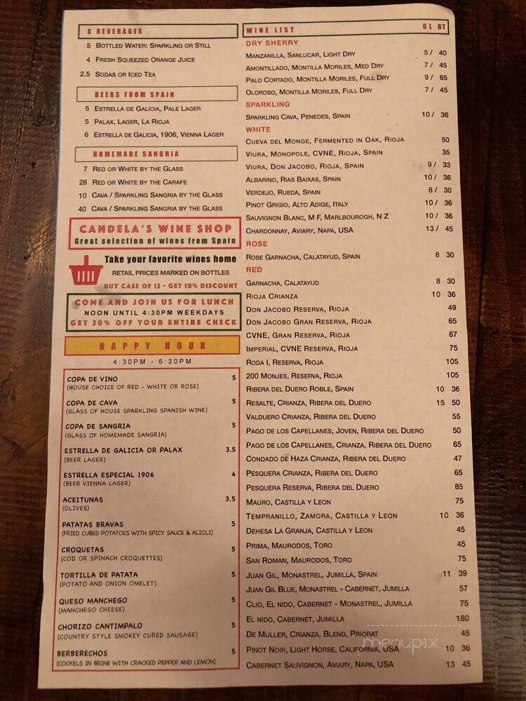 Candela - Wilton Manors, FL menu_pic