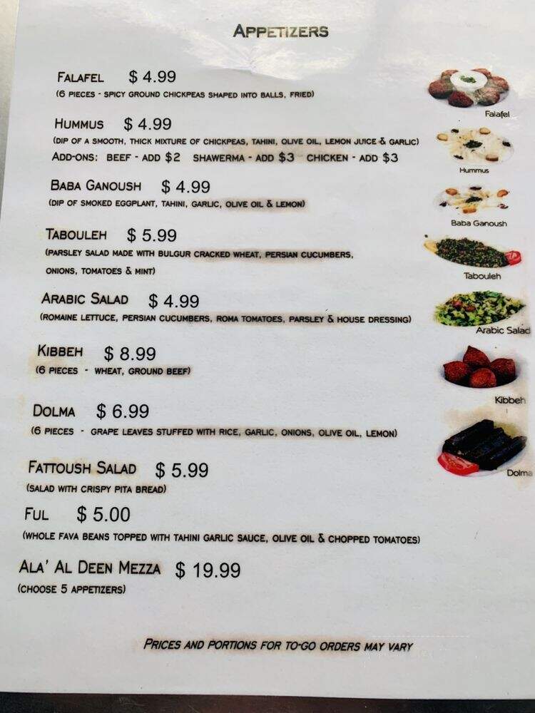 Al Al-Deen Restaurant - Victorville, CA menu_pic