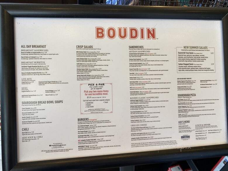Boudin Sourdough Bakery & Cafe - San Marcos, CA menu_pic