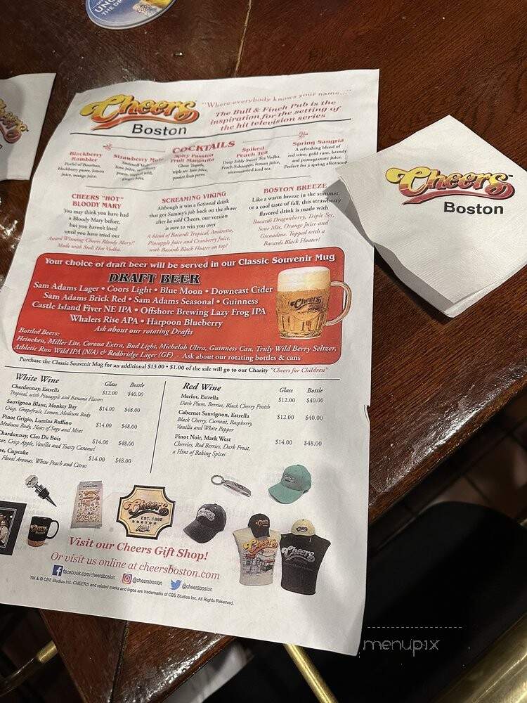 Cheers - Boston, MA menu_pic