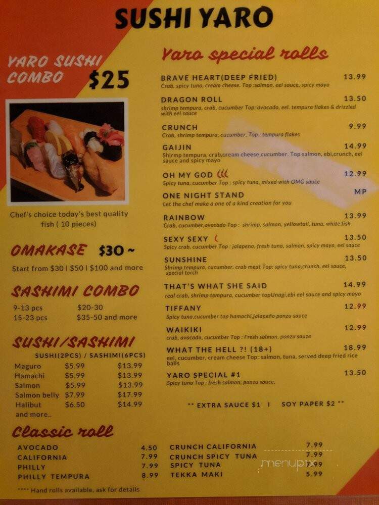 Sushi Yaro - San Diego, CA menu_pic