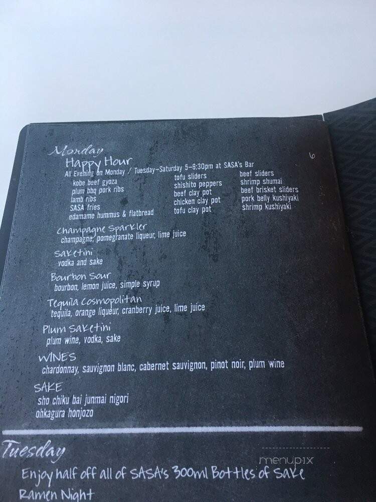 Sasa - Cleveland, OH menu_pic