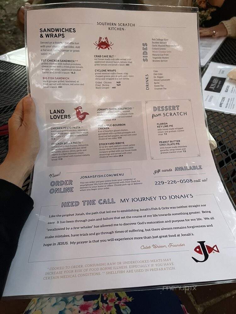 Jonah's - Thomasville, GA menu_pic