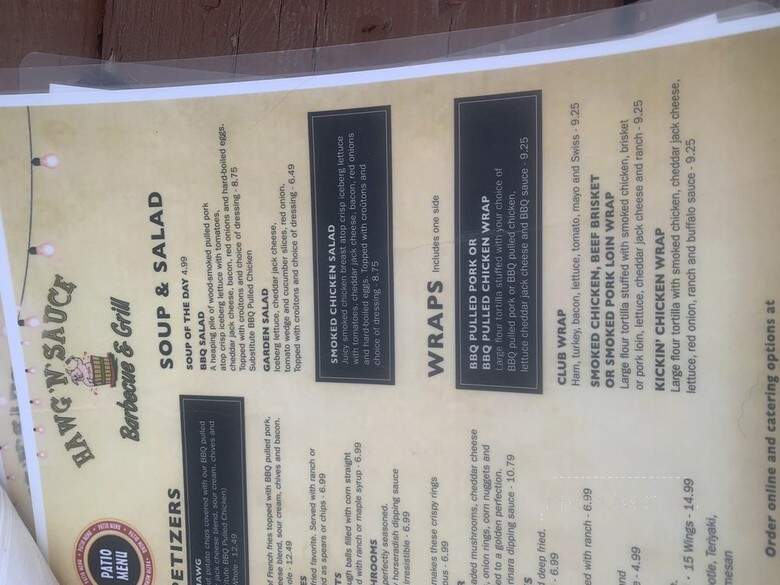 Hawg N Sauce Barbeque and Grill - Mount Vernon, IN menu_pic