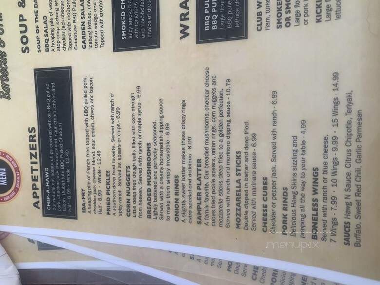 Hawg N Sauce Barbeque and Grill - Mount Vernon, IN menu_pic