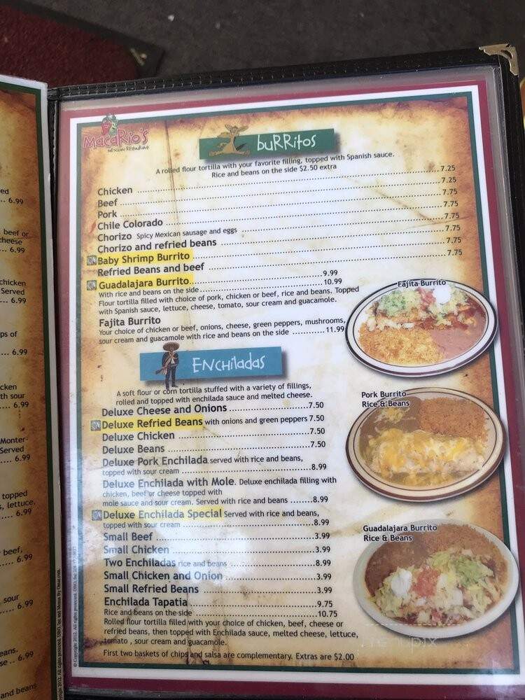 Macarios Mexican Restaurant - Boardman, OR menu_pic