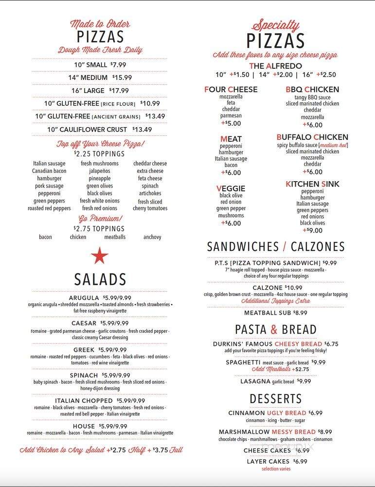 Durkins Pizza - McKinney, TX menu_pic
