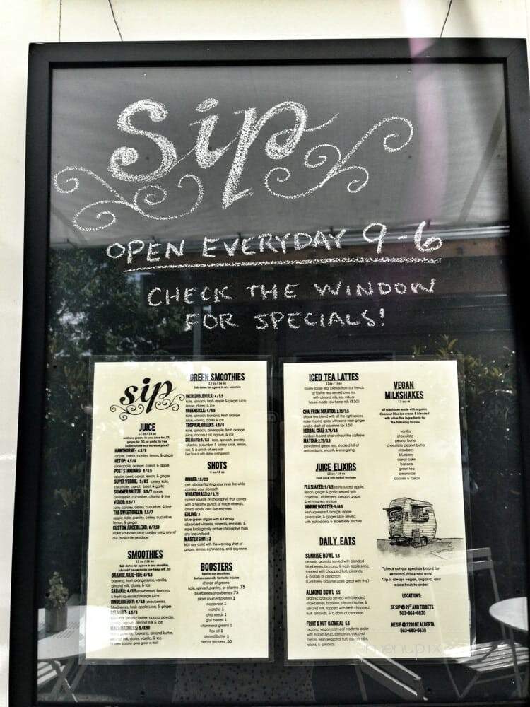 Sip Juice Cart - Portland, OR menu_pic
