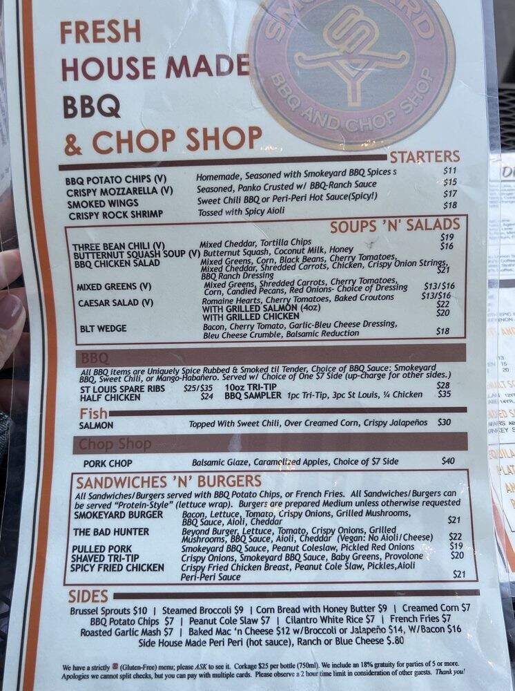 Smokeyard Barbecue and Chop Shop - Mammoth Lakes, CA menu_pic