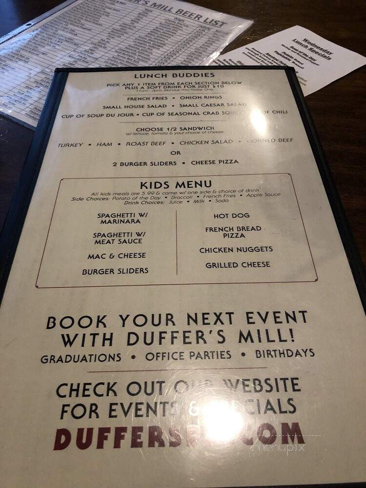 Duffer's Mill - Boothwyn, PA menu_pic