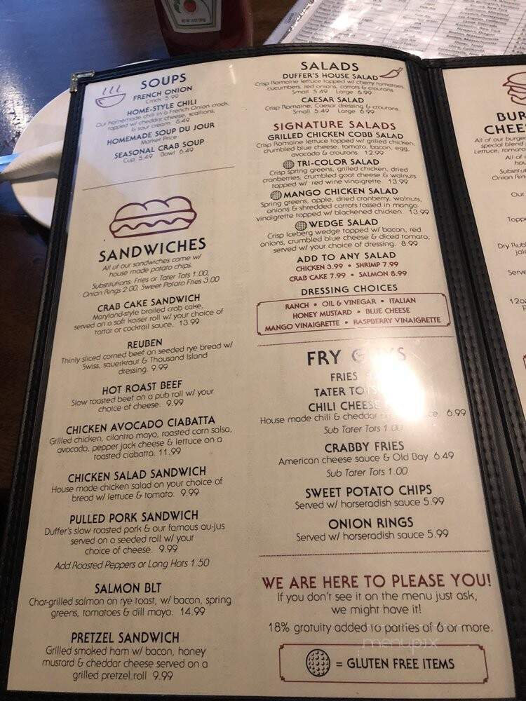 Duffer's Mill - Boothwyn, PA menu_pic