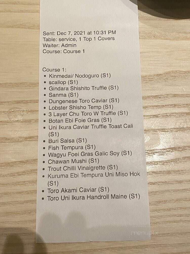 Sushi Ishikawa - San Diego, CA menu_pic