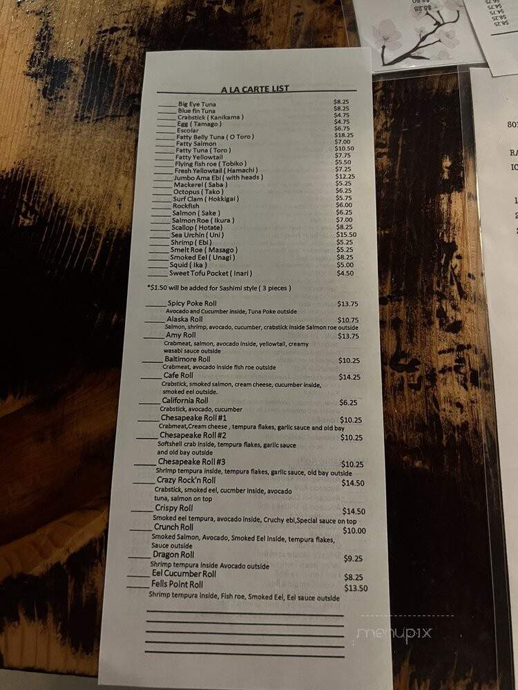 Nanami Cafe - Baltimore, MD menu_pic