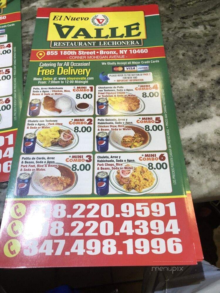 EL Nuevo Valle #2 - Bronx, NY menu_pic
