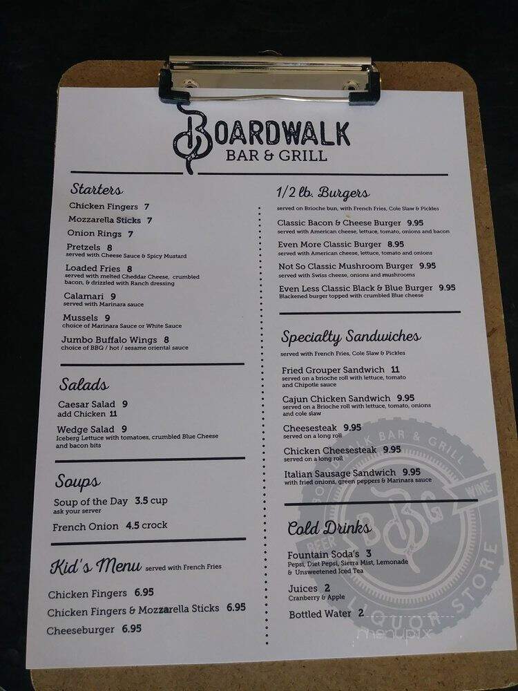 Boardwalk Bar & Grill - Wildwood, NJ menu_pic