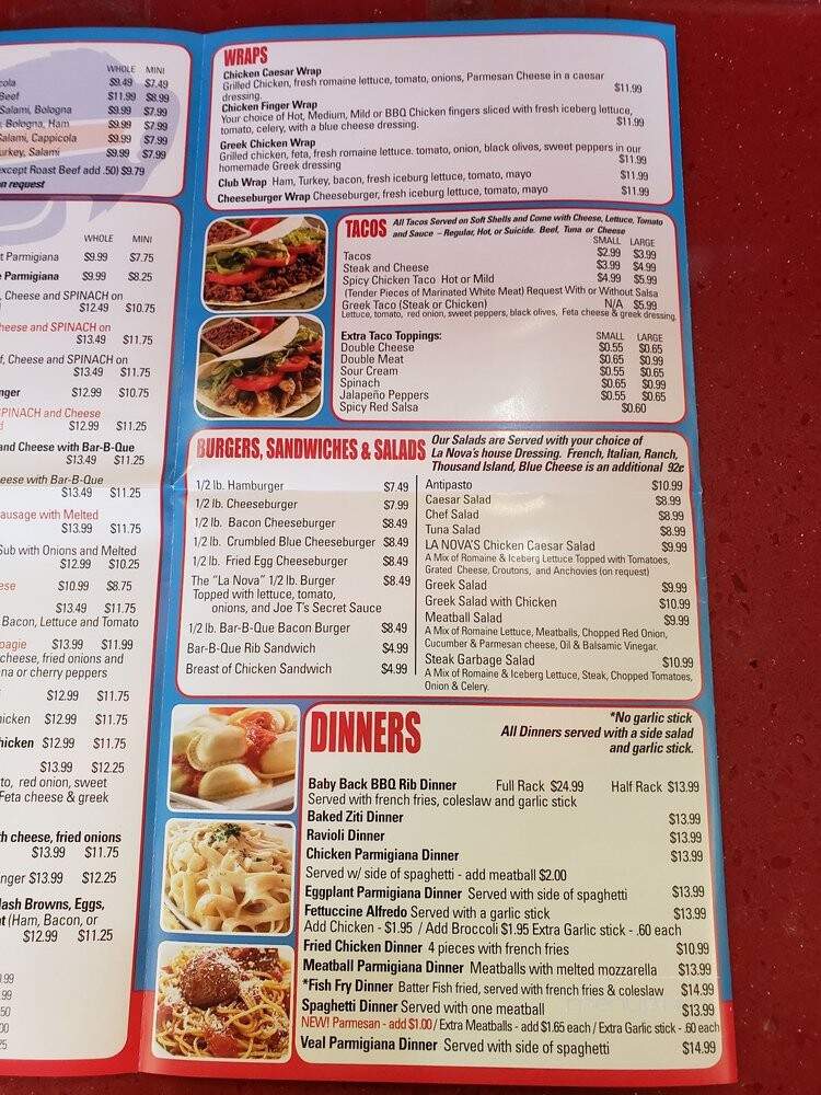 La Nova - Amherst, NY menu_pic