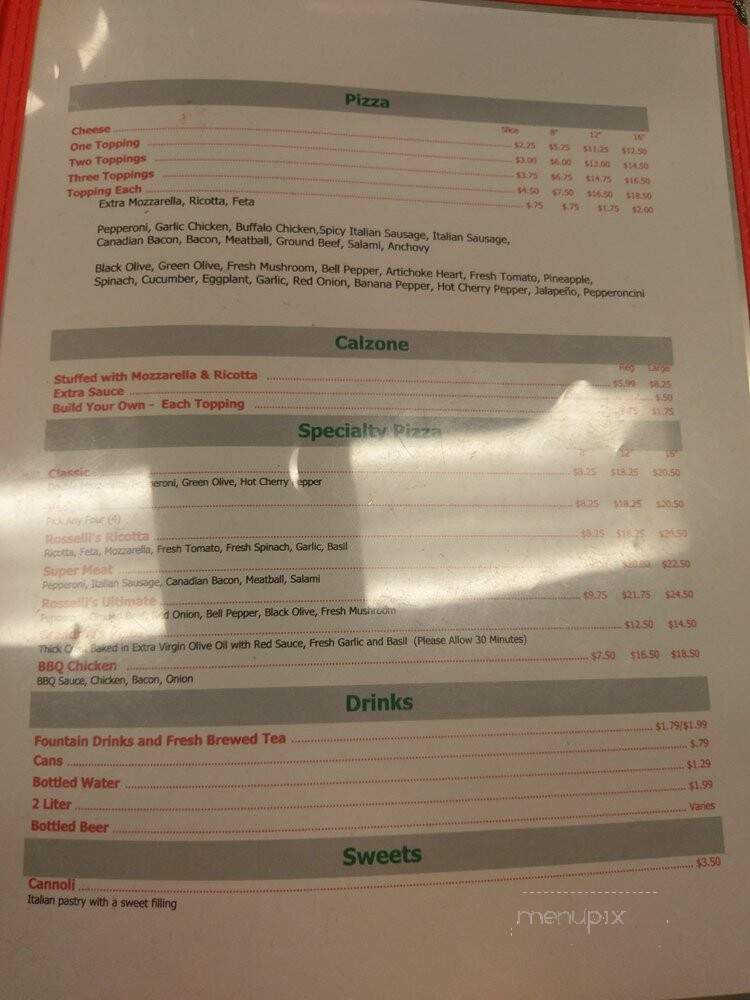 Rosselli's Pizzeria - Ooltewah, TN menu_pic
