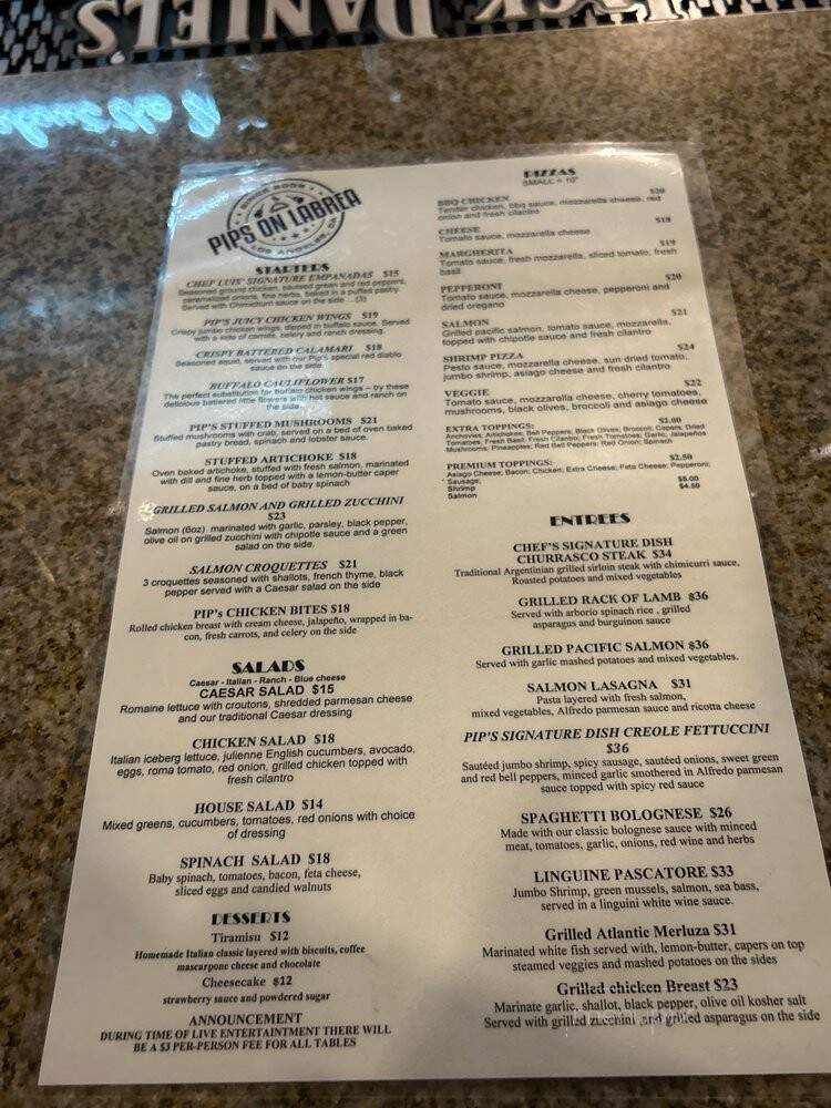 Pips Restaurant - Los Angeles, CA menu_pic