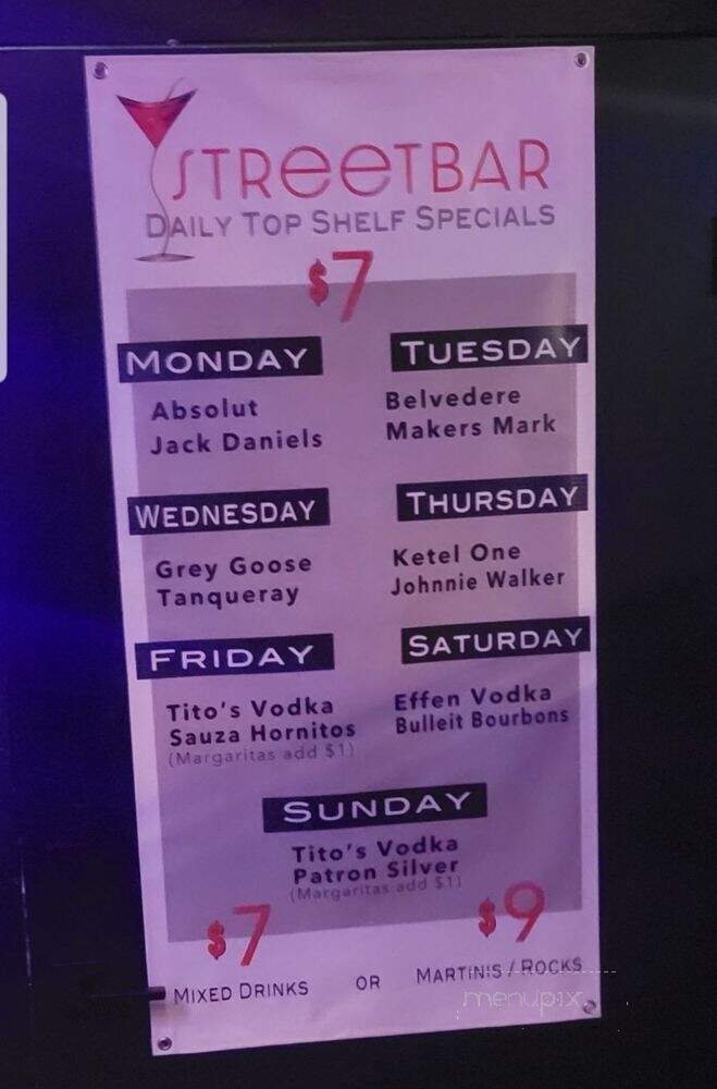 Street Bar Named Desire - Palm Springs, CA menu_pic