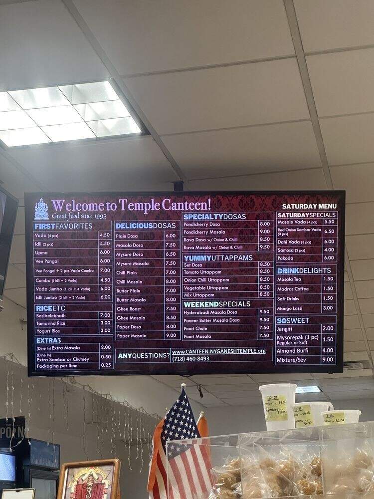 Ganesh Temple Canteen - Flushing, NY menu_pic