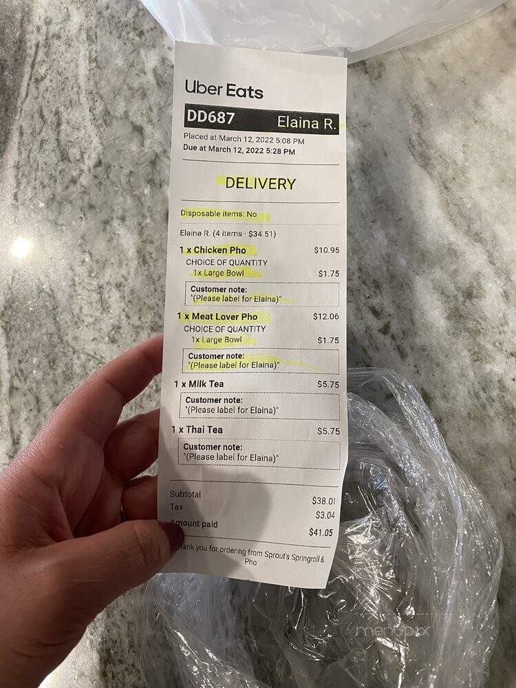 Sprouts - Arlington, TX menu_pic
