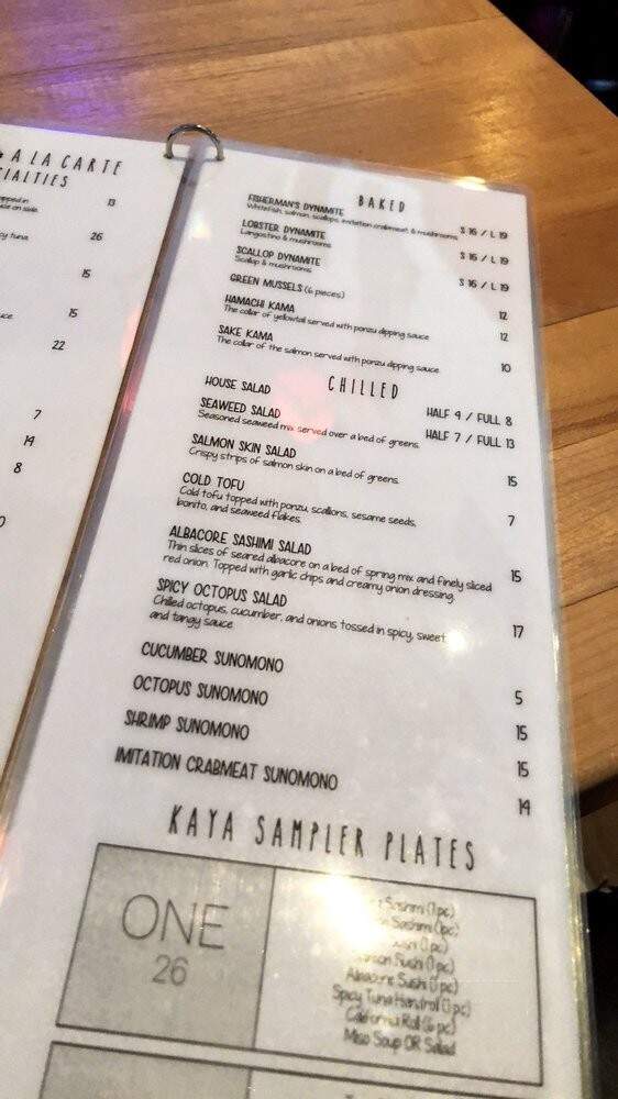 Kaya Sushi - El Segundo, CA menu_pic