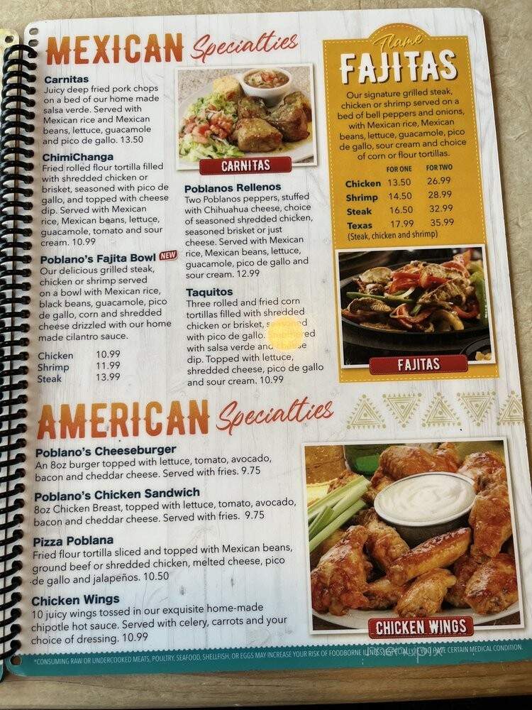 Poblanos Mexican Grill - Acworth, GA menu_pic