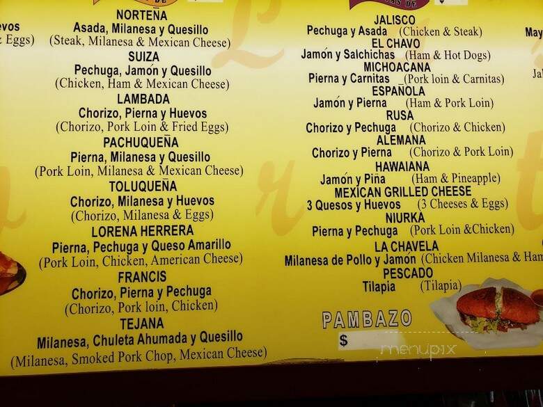 Las Tortas - Denver, CO menu_pic