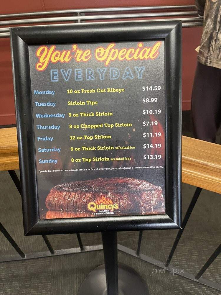 Quincy's Family Steak House - Florence, SC menu_pic