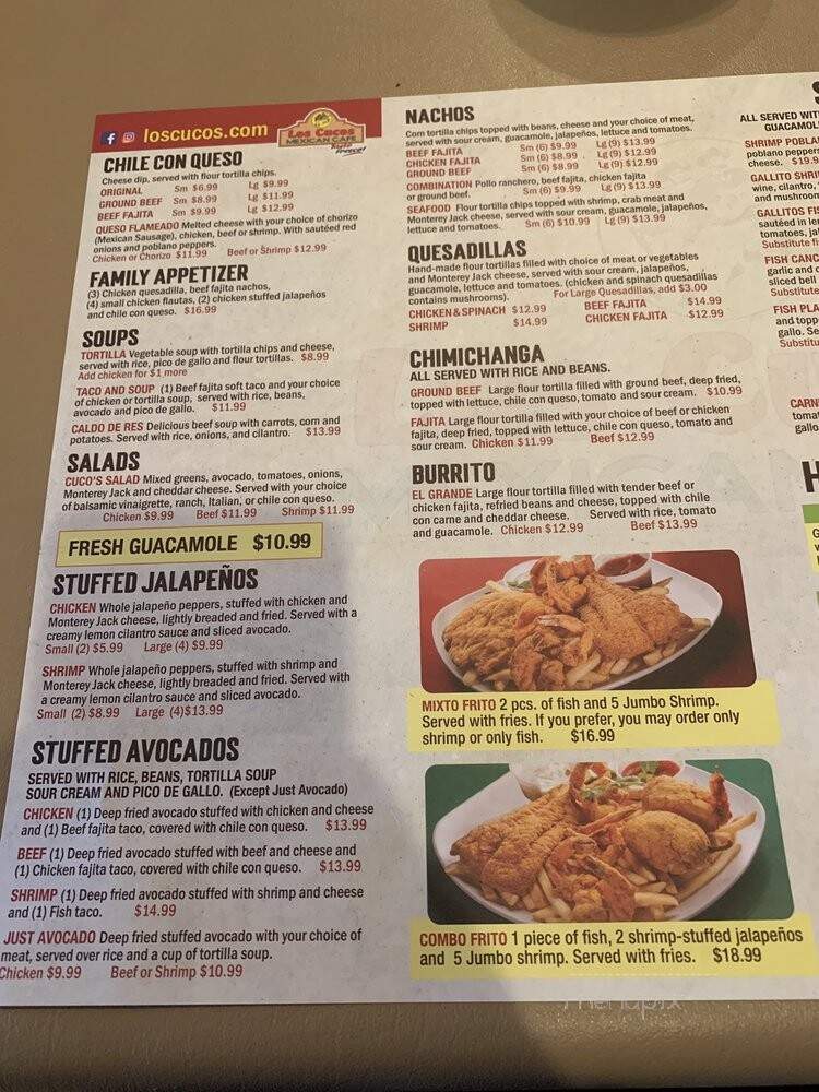 Los Cucos Mexican Cafe - Houston, TX menu_pic