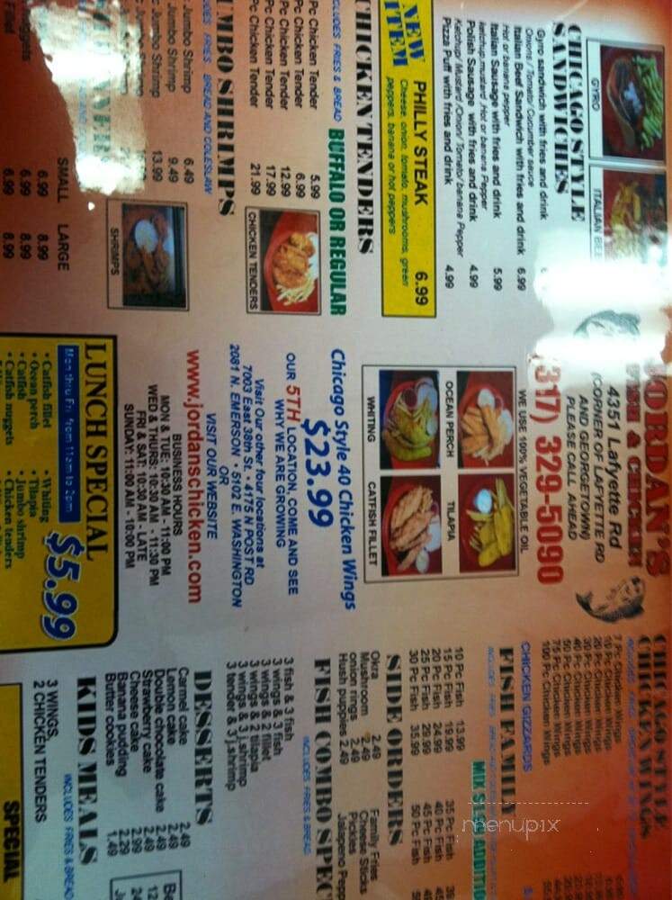 Jordan's Fish & Chicken - Indianapolis, IN menu_pic