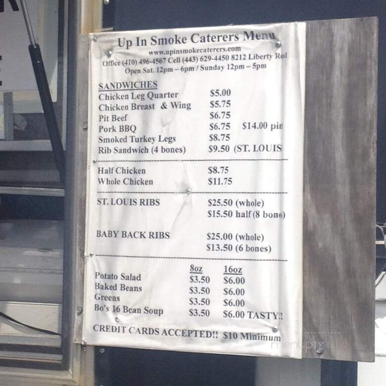 Up in Smoke - Windsor Mill, MD menu_pic